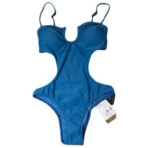 VIX Swim One Piece Bathing Suit Size Medium NWT $192 Blue Cut Out